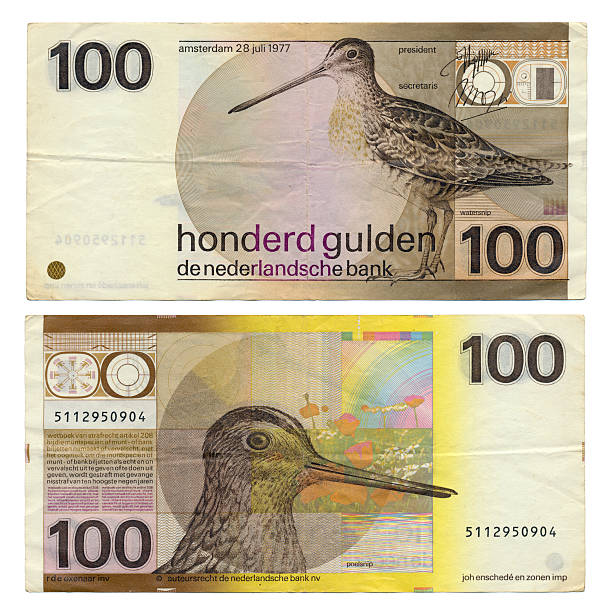 interrompido holandês dinheiro 100 gulden - worthless imagens e fotografias de stock
