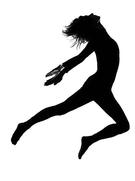 silhouette woman modern dancer dancing jumping exercising workout