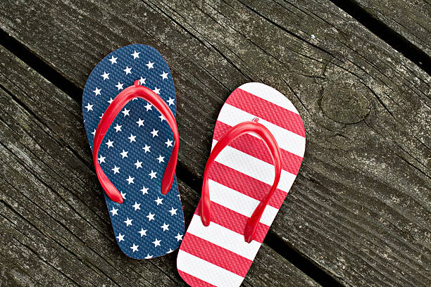 istock Thong shoes with stars and stripes 176832596