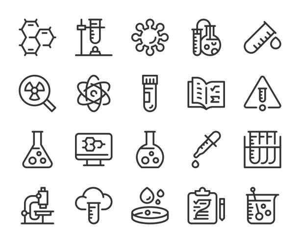 Chemie - Linien-Icons – Vektorgrafik