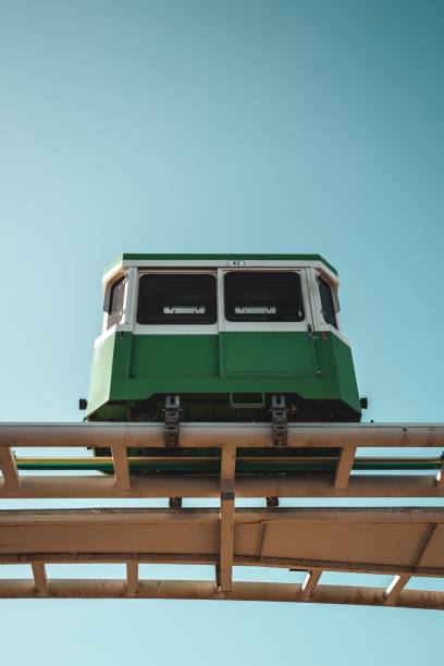 istock a green train going over a bridge on a clear day 1768331344