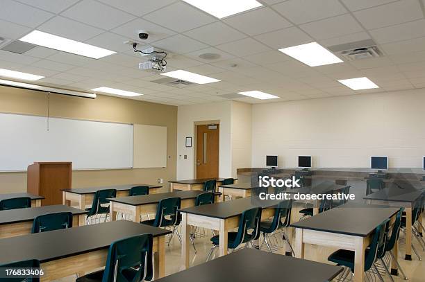 Middle School Classroom Stock Photo - Download Image Now - Lighting Equipment, Classroom, Education