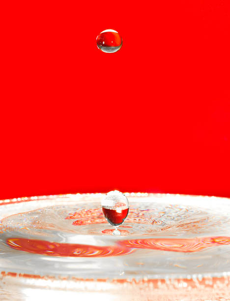 istock Falling droplets of water over red 176834256
