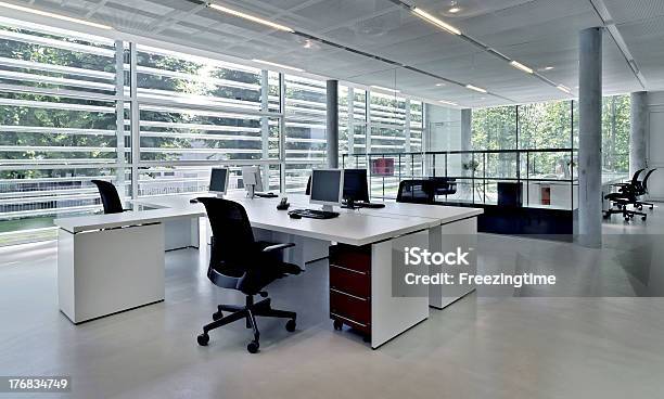 Office Building With Several Workstations Stock Photo - Download Image Now - Office, Office Cubicle, Furniture