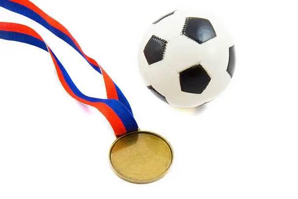 Medal with football isolated on a white background