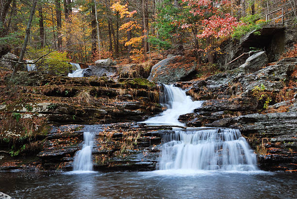 istock Autumn Waterfall in mountain with foliage 176835556