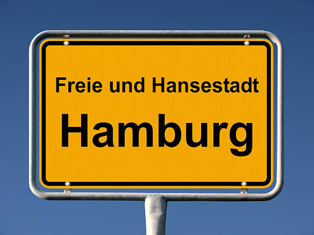 Town sign Free and Hanseatic City of Hamburg stock photo