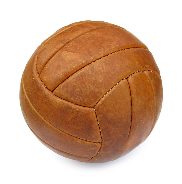 piłka nożna piłka nożna skórzane brązowe vintage - soccer ball old leather soccer zdjęcia i obrazy z banku zdjęć