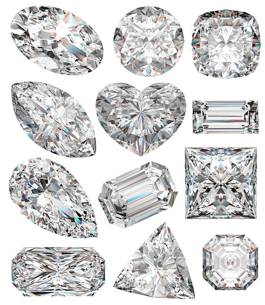 Diamond shapes. Diamond shapes isolated on white. 3d illustration. diamond gemstone stock pictures, royalty-free photos & images