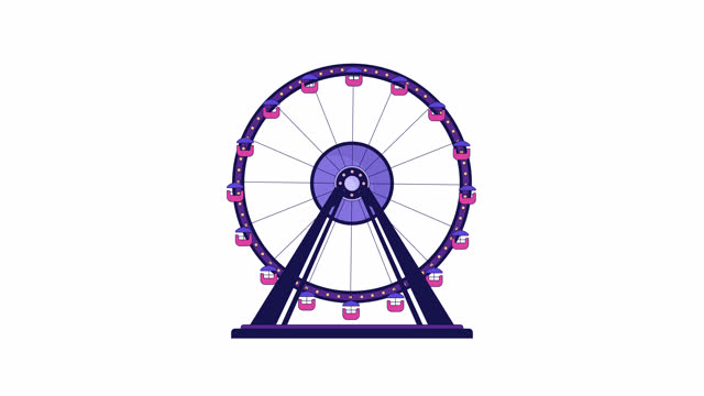 Fairground ferris wheel ride line 2D object animation