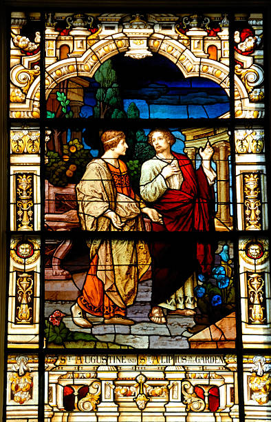 istock stain glass window of Saint Augustine 176836406
