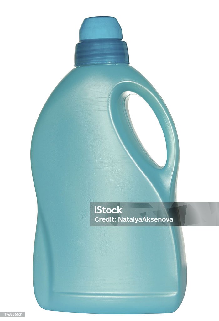 Blaue Plastikflasche isoliert auf weißem Hintergrund - Lizenzfrei Abwaschen Stock-Foto