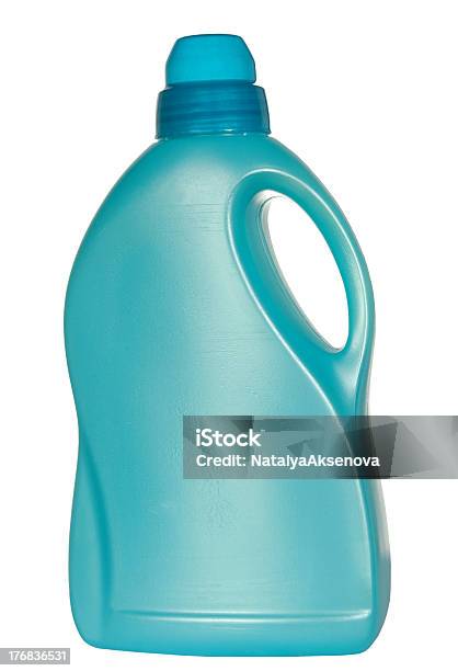Blue Plastic Bottle Isolated On A White Background Stock Photo - Download Image Now - Antiseptic, Bathtub, Blue