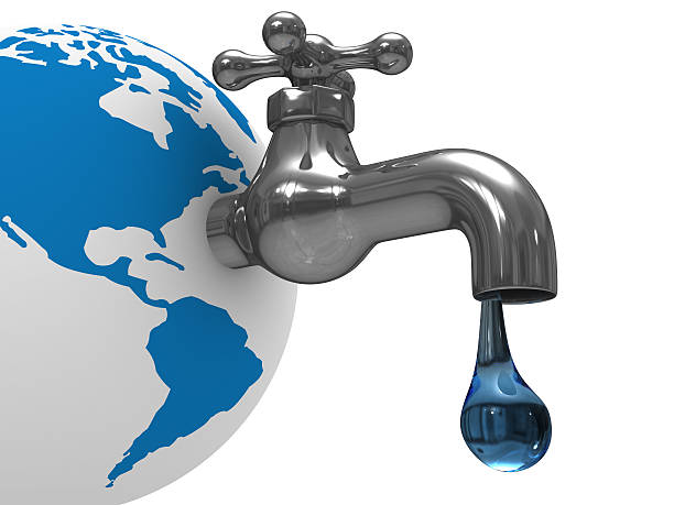 istock Image of a faucet dripping water attached to Earth 176837686