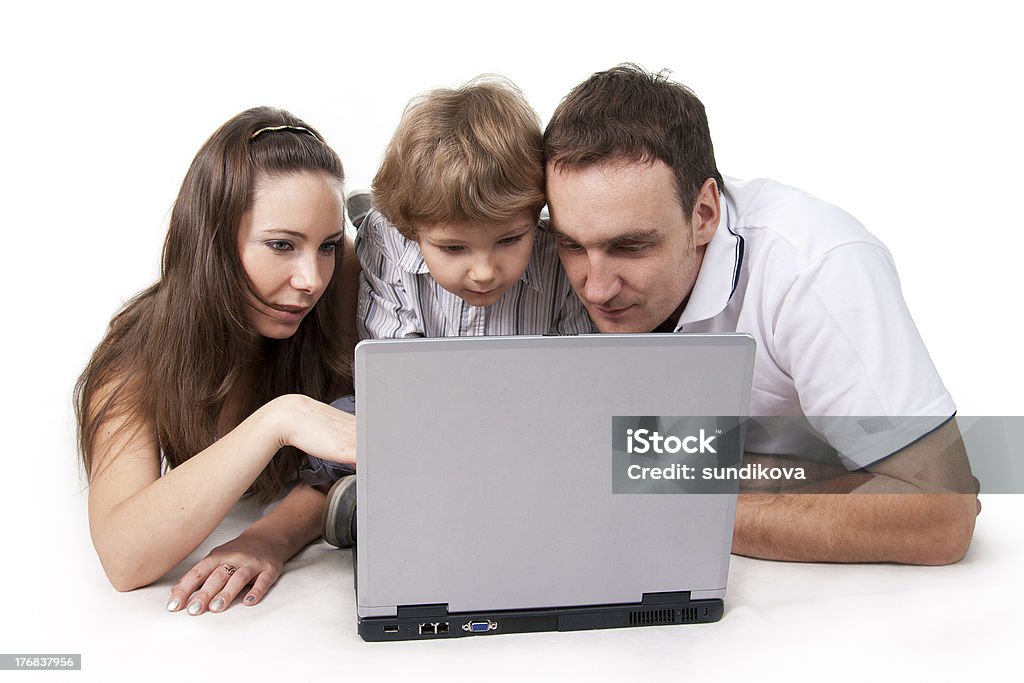 Família e o computador - Royalty-free Filho Foto de stock