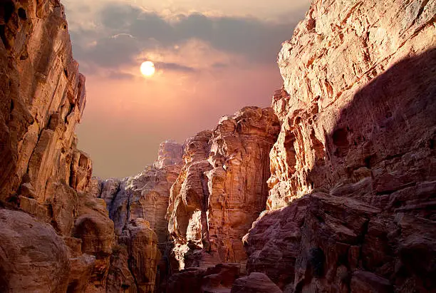 "Scenic view of canyon in Wadi Rum, Jordan"