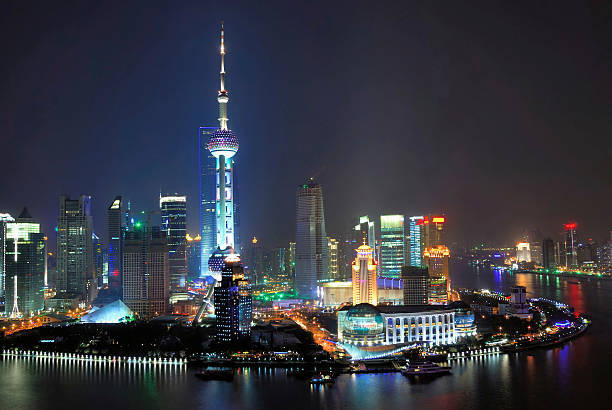 istock China Shanghai Pudong night aerial view 176838500