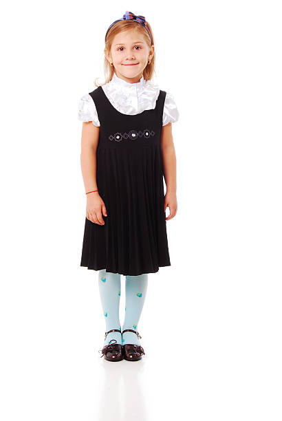 Cute Young Schoolgirl. Isolated On White Background.