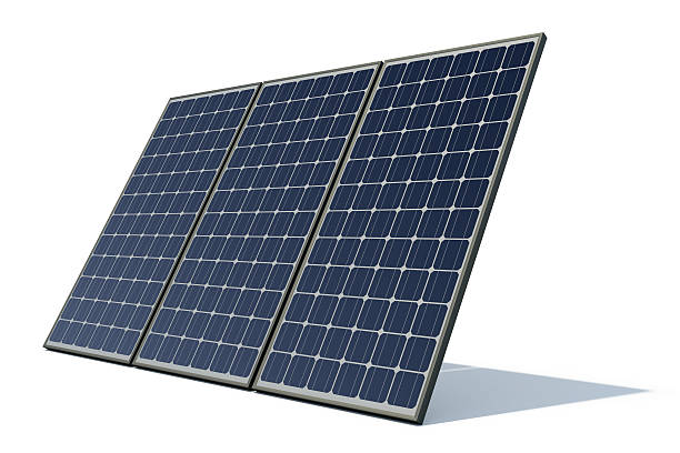 mono-crystalline solar panels against a white background stock photo