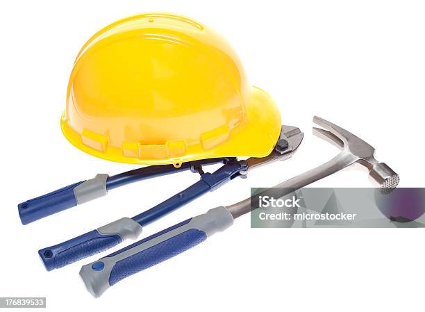 Construction And Carpenters Equipment Hardhat Isolated On White Stock Photo - Download Image Now