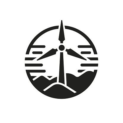 Vector, wind power icon logo, turbine.