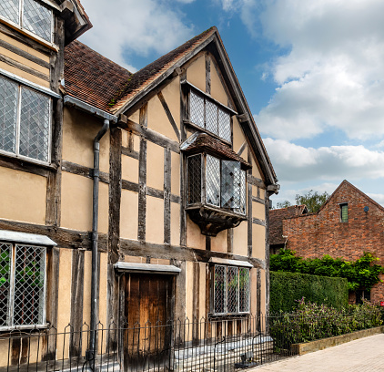 Stratford-Upon-Avon, UK. Sunday 29 October 2023. The exterior of 16th century Tudor style property, Shakespeare's House, on Henley Street in Stratford-Upon-Avon in Warwickshire.