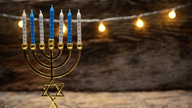istock Hanukkah Jewish Candlestick On Table 1768407812