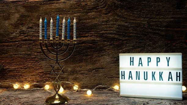 istock Hanukkah Jewish Candlestick On Table 1768408351
