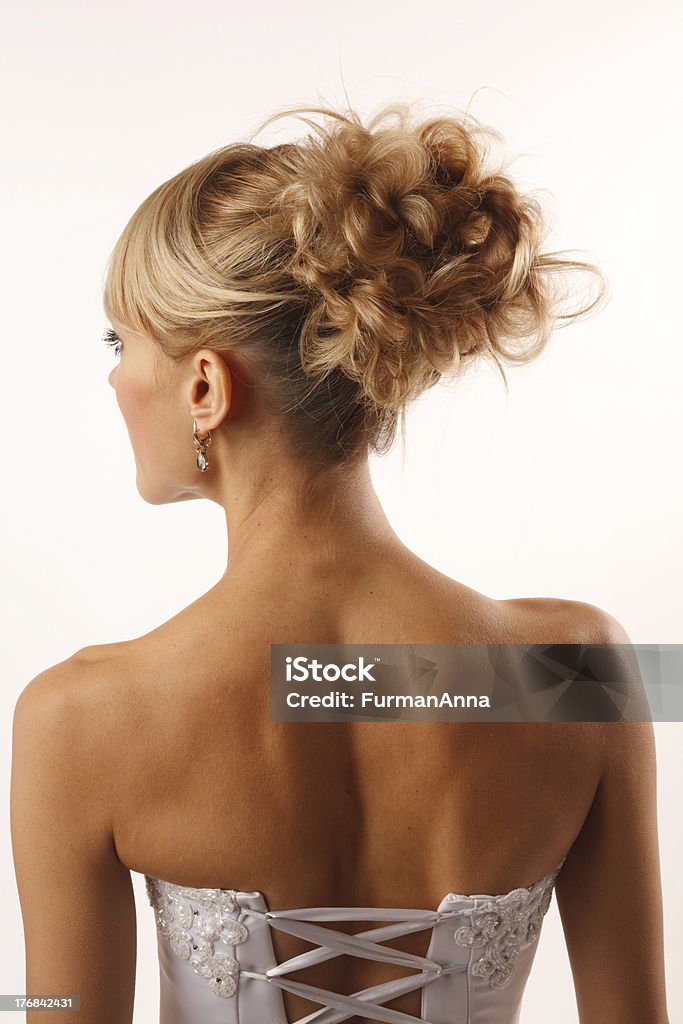 Modern bridal hairstyle Brides hairstyle shooted from back 20-24 Years Stock Photo