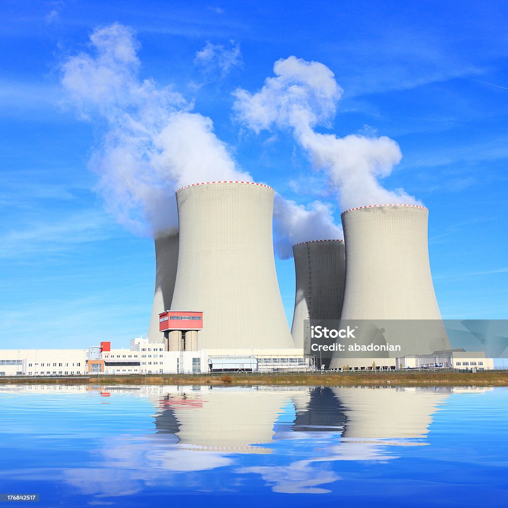 The four cooling towers of a nuclear power plant Nuclear power plant Temelin in Czech Republic Europe. Architecture Stock Photo
