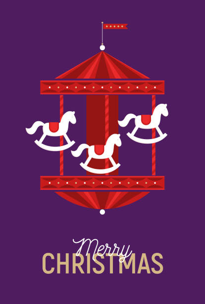 carousel - traditional festival religious celebration rocking horse christmas stock illustrations