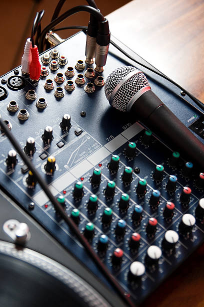 istock Vocal microphone on sound mixer 176842752