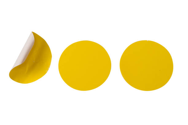 istock Round yellow stickers, blank tags labels isolated on a white background. 1768430969