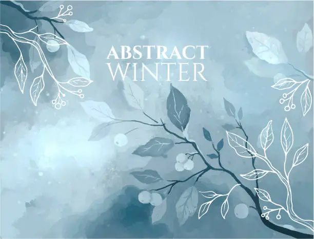 Vector illustration of abstract winter watercolor blue background