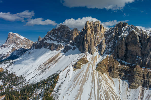 istock Rocky snow mountains at sunset aerial 1768435480