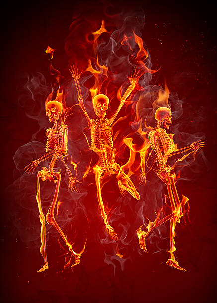 яркая скелет танец - inferno fire flame skull стоковые фото и изображения