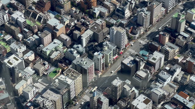 Arial view of Urban building and road above in Day time