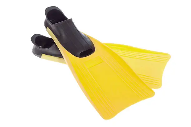 Yellow Flippers isolated on the white background