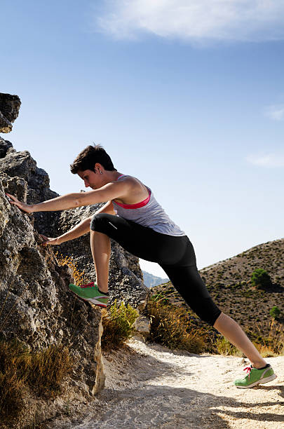 Woman stretching stock photo