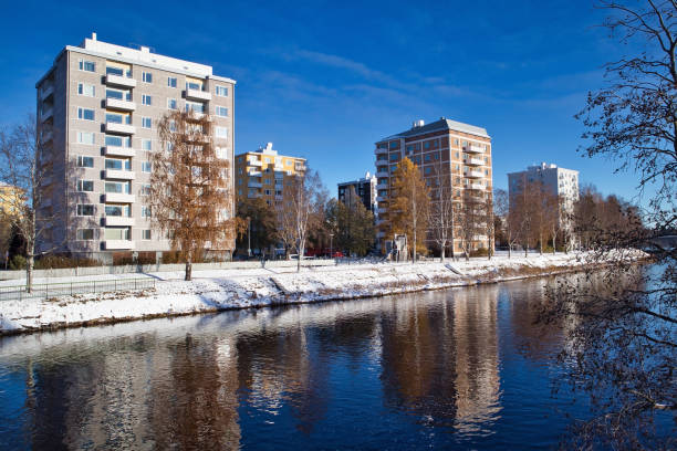 Winter landscape scenery in Oulu, Finland