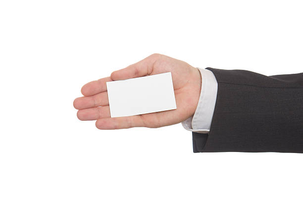 istock Businessman handing a blank business card over white 176845400