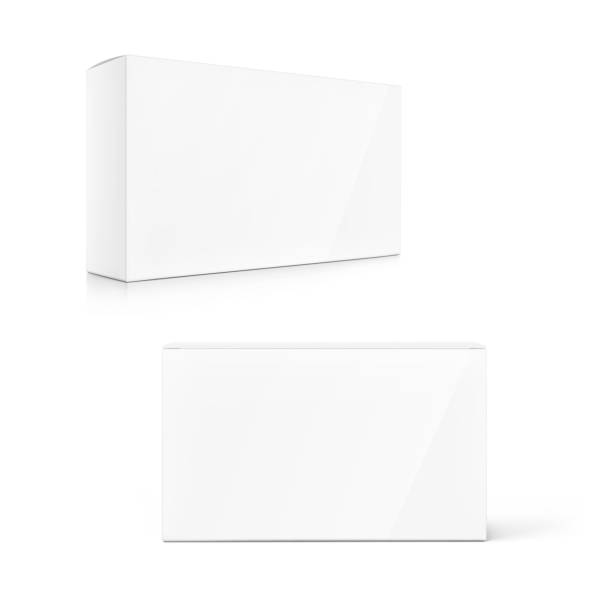 realistyczne kartonowe pudełko makiety. - cardboard box white background paper closed stock illustrations