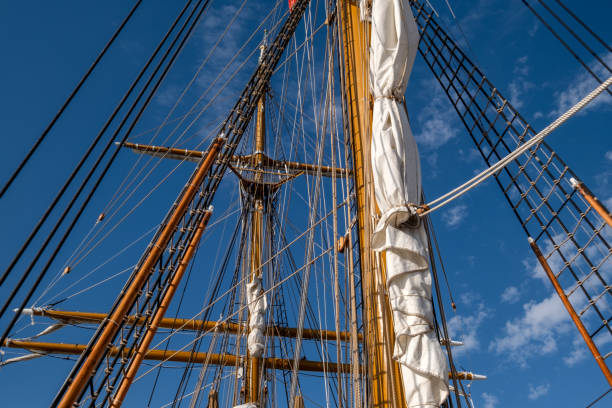 istock Sailboat wooden ship masts and rigging 1768455716