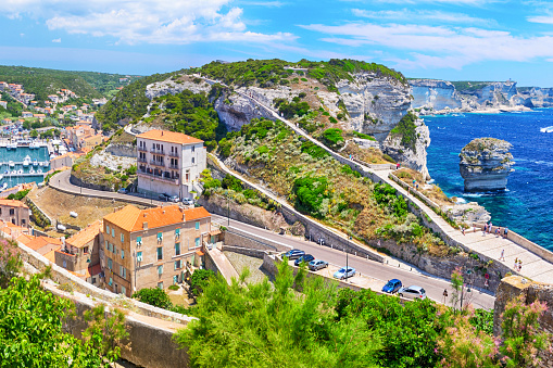 Miramare Castle on a rocky cliff in the Bay of Grignano near Trieste - Italy.