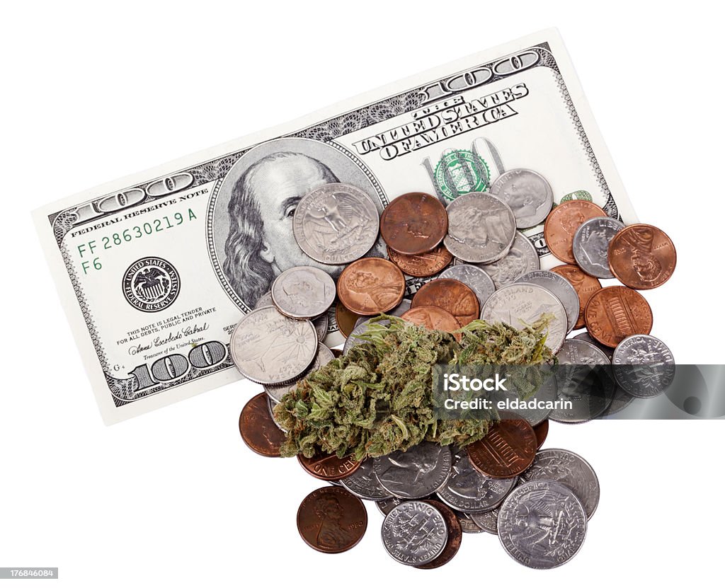 Cannabis, modificare e denaro - Foto stock royalty-free di 1 centesimo americano