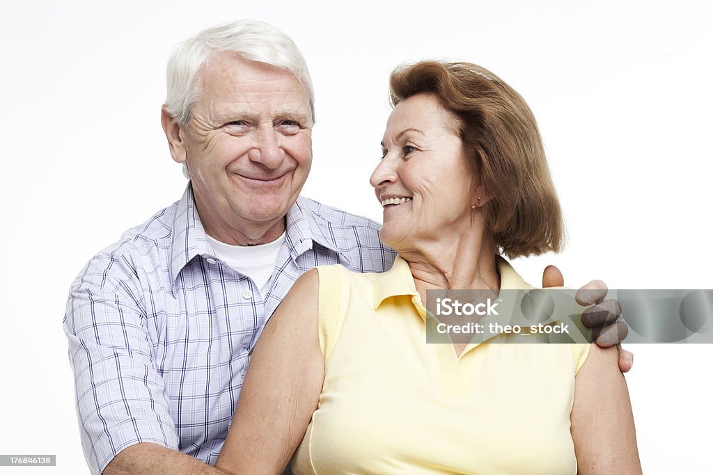Lächelnd Altes Paar - Lizenzfrei Weißer Hintergrund Stock-Foto