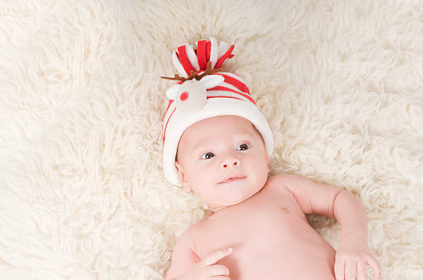 istock Newborn baby in chritstmas hat 176846205