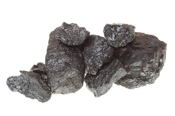 istock Pieces of coal isolated on white background 176846625
