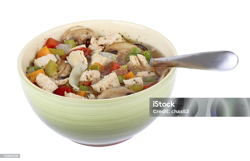 Frango Sopa de legumes isolados - Foto de stock de Alimentação Saudável royalty-free