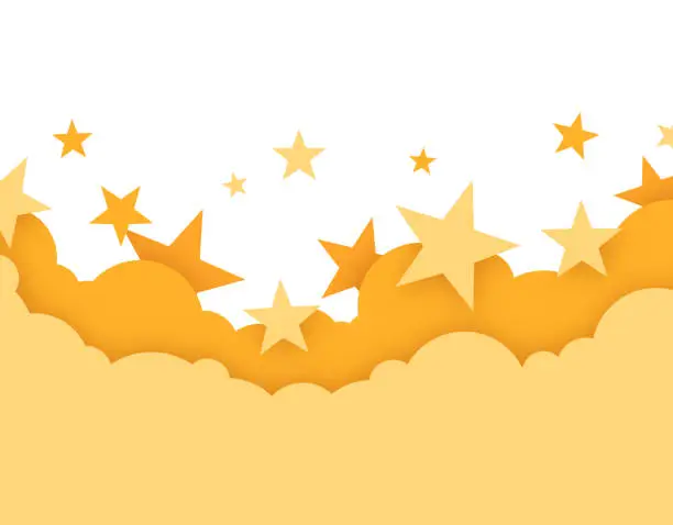 Vector illustration of Golden Star Cloud Background Design